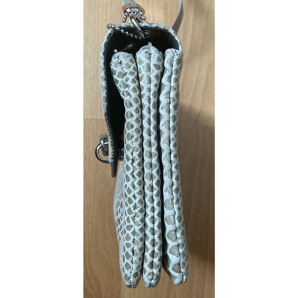 Vintage Due Fratelli Gray Leather Snakeskin Pattern Crossbody Bag Made Canada - Picture 7 of 10